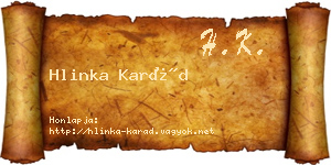 Hlinka Karád névjegykártya